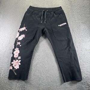 Team Ninja Sweatpant Mens XL Black Floral Straight Fleece Activewear Performance